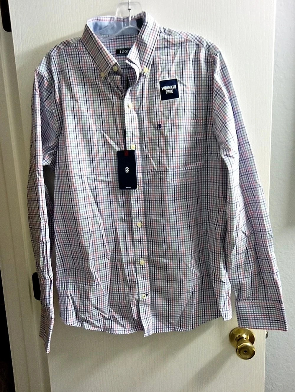 IZOD Performance Comfort Plaid Button-Down Shirt NWT